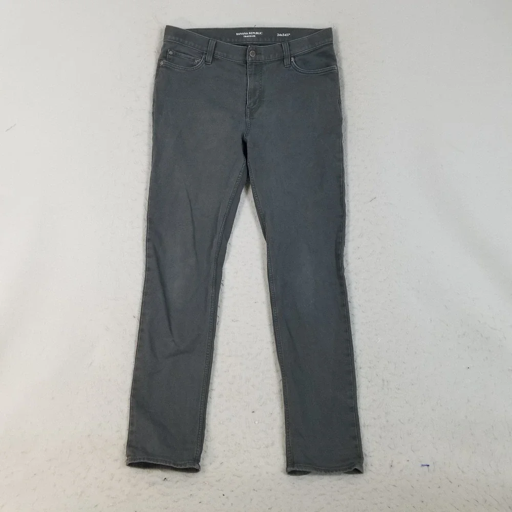 Banana Republic Pants Mens 34x34 Gray Traveler Slim Fit Denim Cotton Stretch